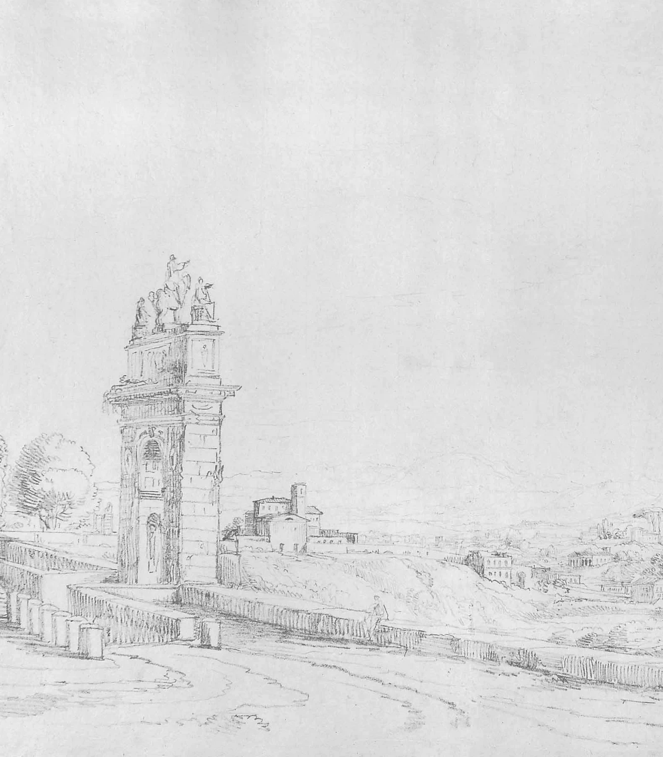 Luigi Basiletti-11-Paesaggio collinare con arco e ville